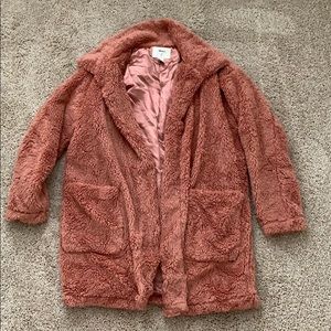 Fluffy pink coat